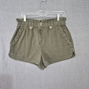 NWT Sea New York Women's Ruffle Zipper Front Green Paper Bag Shorts 6